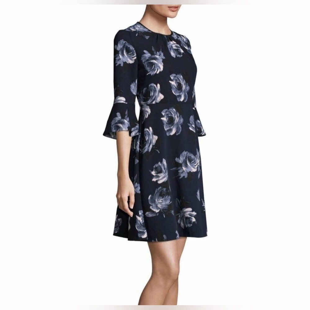 Kate Spade Night Rose Navy Crepe Dress, Sz 6
